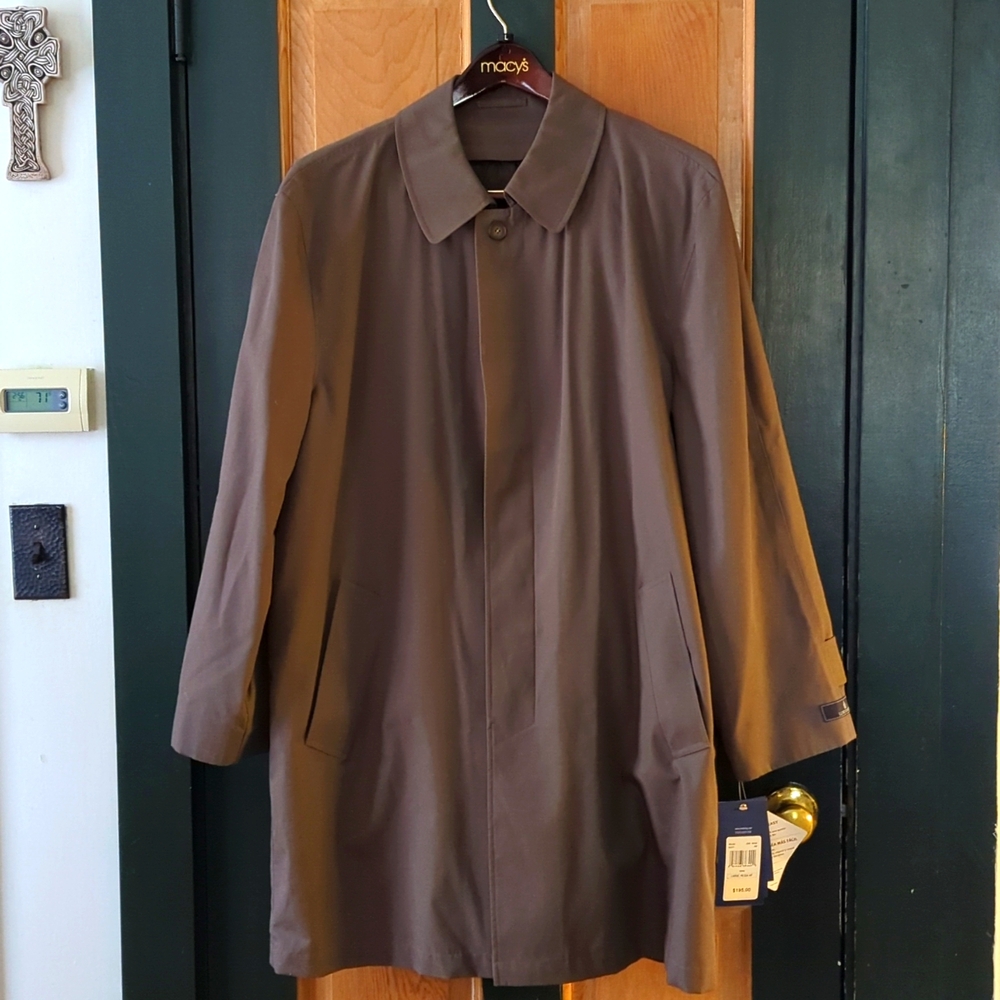 Mens Brown London Fog Trench Coat Size Large NWT